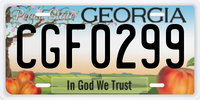 GA license plate CGF0299