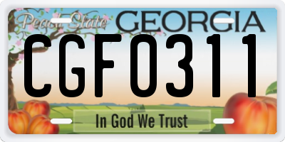 GA license plate CGF0311