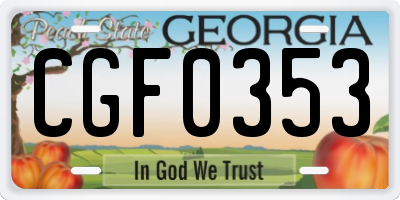 GA license plate CGF0353
