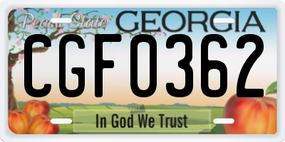 GA license plate CGF0362