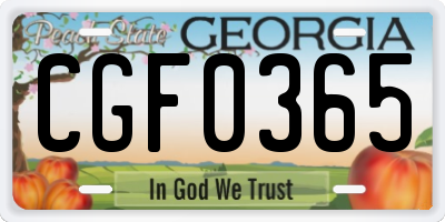GA license plate CGF0365