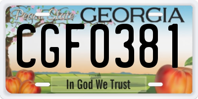 GA license plate CGF0381