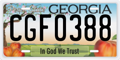 GA license plate CGF0388