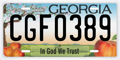 GA license plate CGF0389