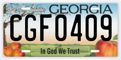 GA license plate CGF0409