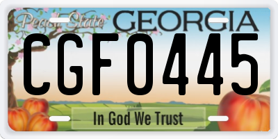 GA license plate CGF0445