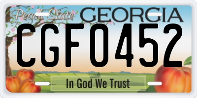 GA license plate CGF0452