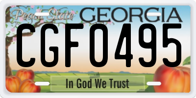 GA license plate CGF0495