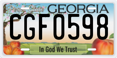 GA license plate CGF0598