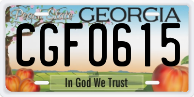 GA license plate CGF0615