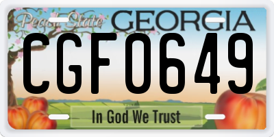 GA license plate CGF0649