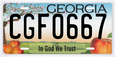GA license plate CGF0667