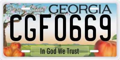 GA license plate CGF0669