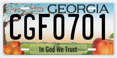 GA license plate CGF0701