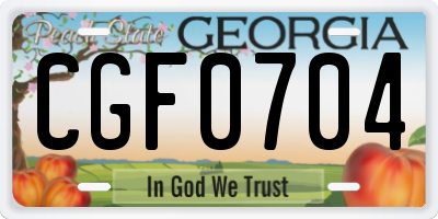GA license plate CGF0704