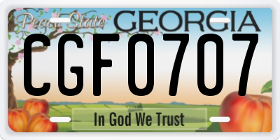 GA license plate CGF0707