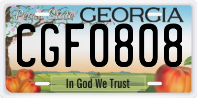GA license plate CGF0808