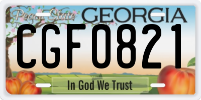 GA license plate CGF0821