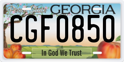 GA license plate CGF0850
