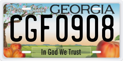GA license plate CGF0908