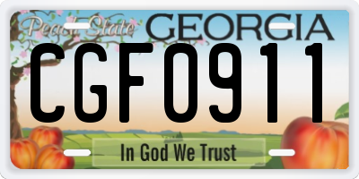 GA license plate CGF0911