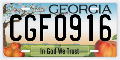 GA license plate CGF0916