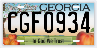 GA license plate CGF0934