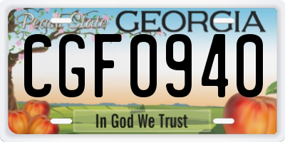 GA license plate CGF0940