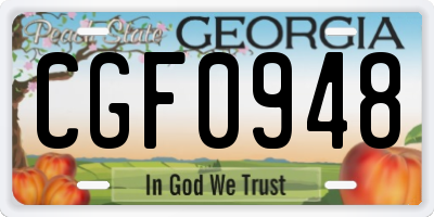 GA license plate CGF0948