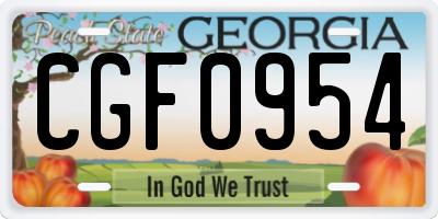 GA license plate CGF0954