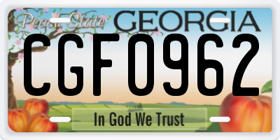 GA license plate CGF0962