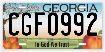 GA license plate CGF0992