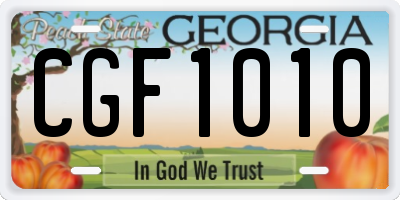 GA license plate CGF1010