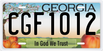 GA license plate CGF1012