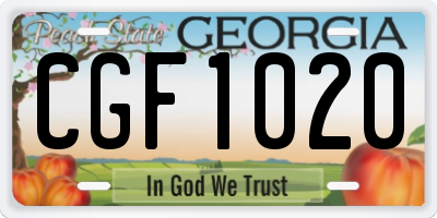 GA license plate CGF1020