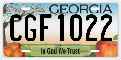 GA license plate CGF1022