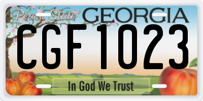 GA license plate CGF1023