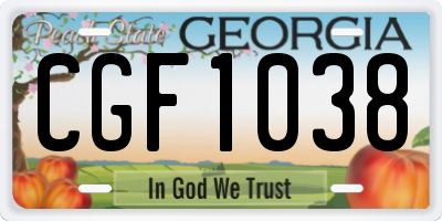 GA license plate CGF1038