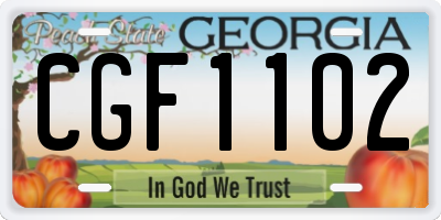 GA license plate CGF1102