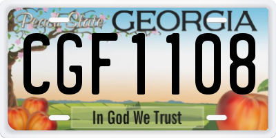 GA license plate CGF1108