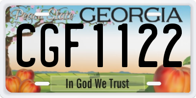 GA license plate CGF1122