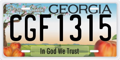 GA license plate CGF1315