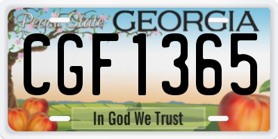 GA license plate CGF1365
