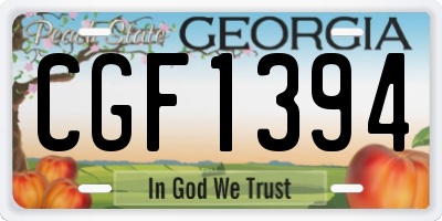 GA license plate CGF1394