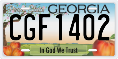 GA license plate CGF1402