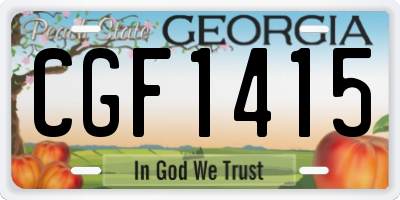 GA license plate CGF1415