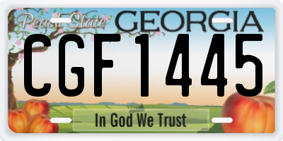 GA license plate CGF1445