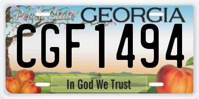 GA license plate CGF1494