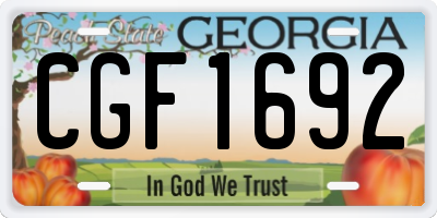GA license plate CGF1692