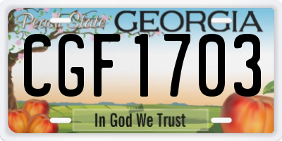 GA license plate CGF1703